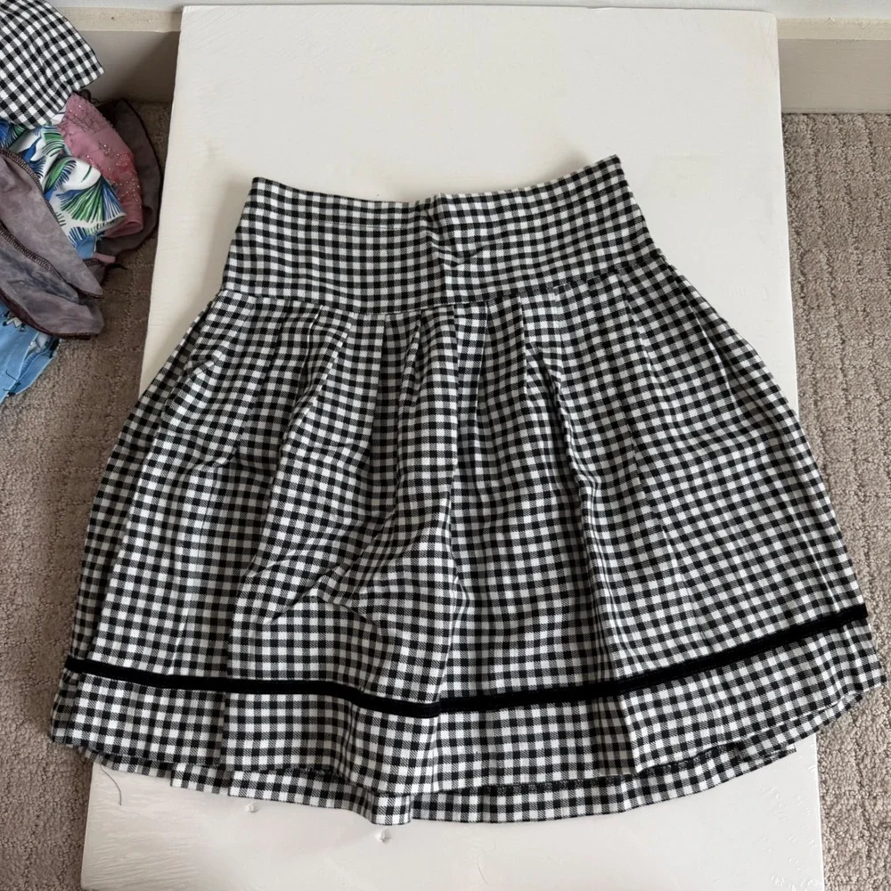 Vintage 90s Bonnie Jean Plaid Velvet Trimmed Skirt Set‎ Girls Size 10